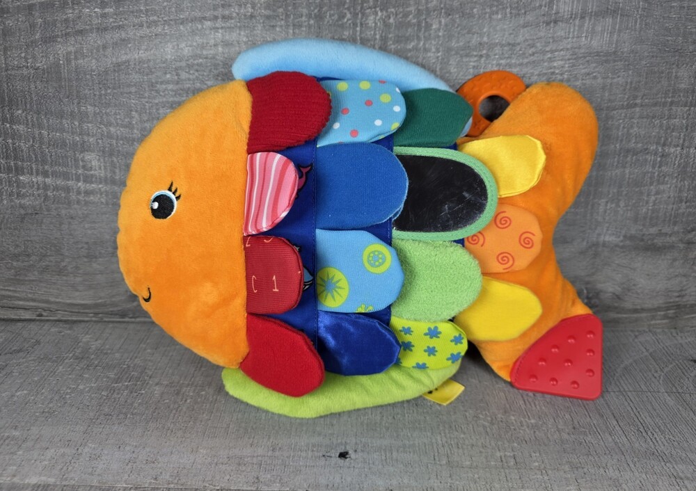 Melissa & Doug Flip Fish Plush Baby Sensory Learning Crinkle Mirror b201